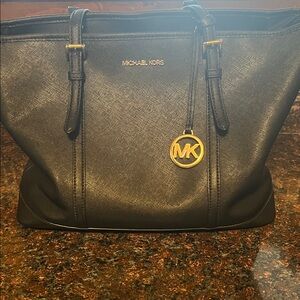 Michael Kors Black Tote with Gold Accents